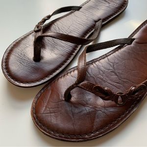Abercrombie & Fitch Brown Leather Flip Flop Sandals